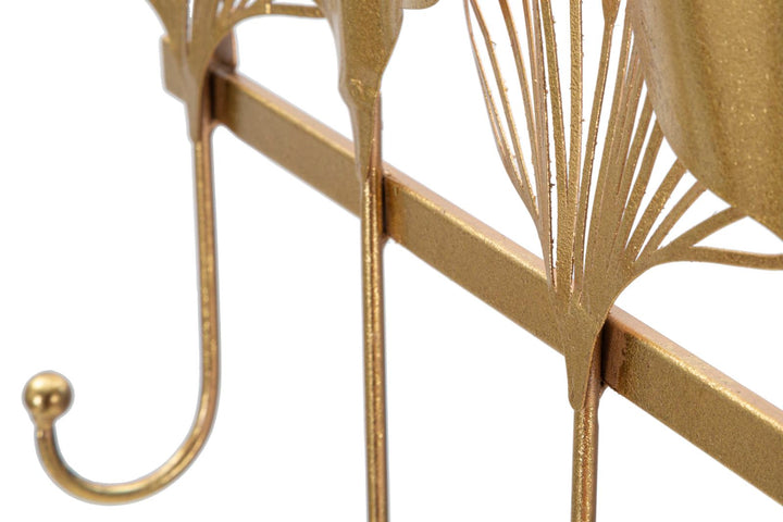 Blattgoldene Wandaufhänger aus Metall mit 5 Haken
