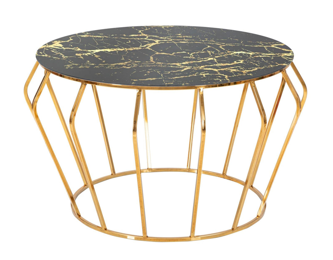 Runder Couchtisch Mit Golddraht Basis Histor Modern (Marmorplatte)