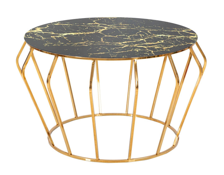 Runder Couchtisch Mit Golddraht Basis Histor Modern (Marmorplatte)