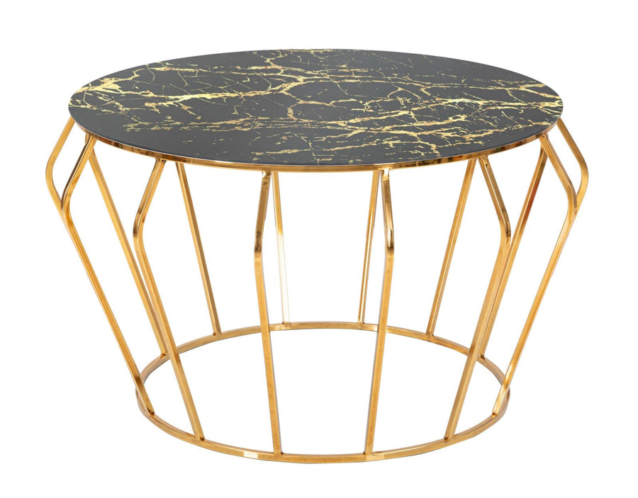Runder Couchtisch Mit Golddraht Basis Histor Modern (Marmorplatte)