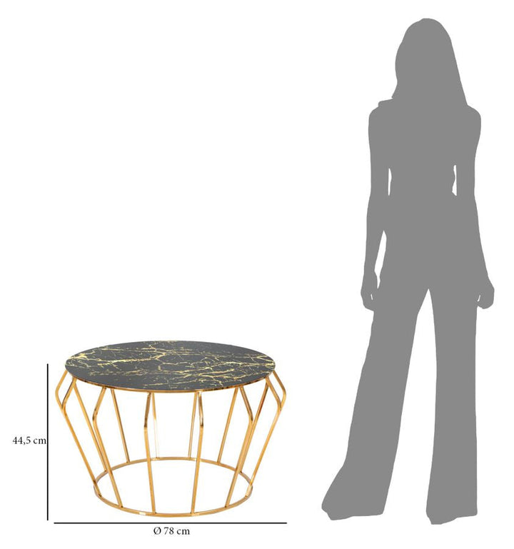 Runder Couchtisch Mit Golddraht Basis Histor Modern (Marmorplatte)
