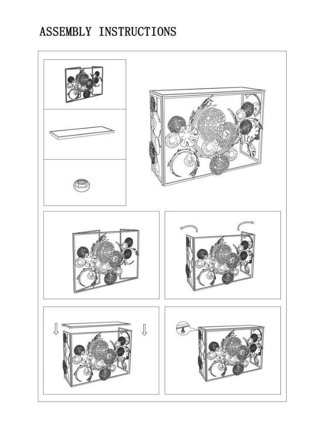 Geometrischer Konsolentisch aus Goldmetall und Glas