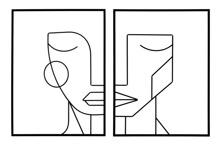 Abstrakte Gesichter aus Metall Wanddekoration 2 Stück Standing Set