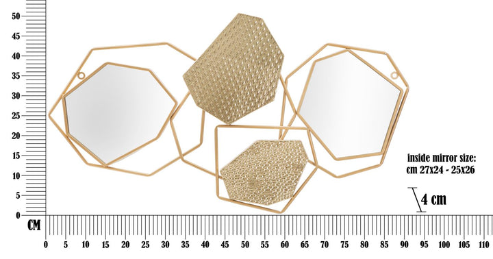 Geometrischer abstrakter Wandspiegel aus Metall