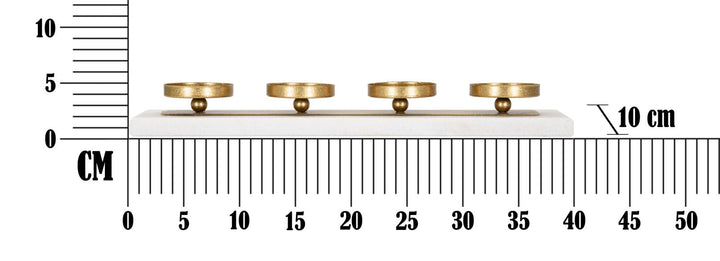 Quadratischer Kerzenständer aus Goldmetall und Marmor mit 4 Kerzen