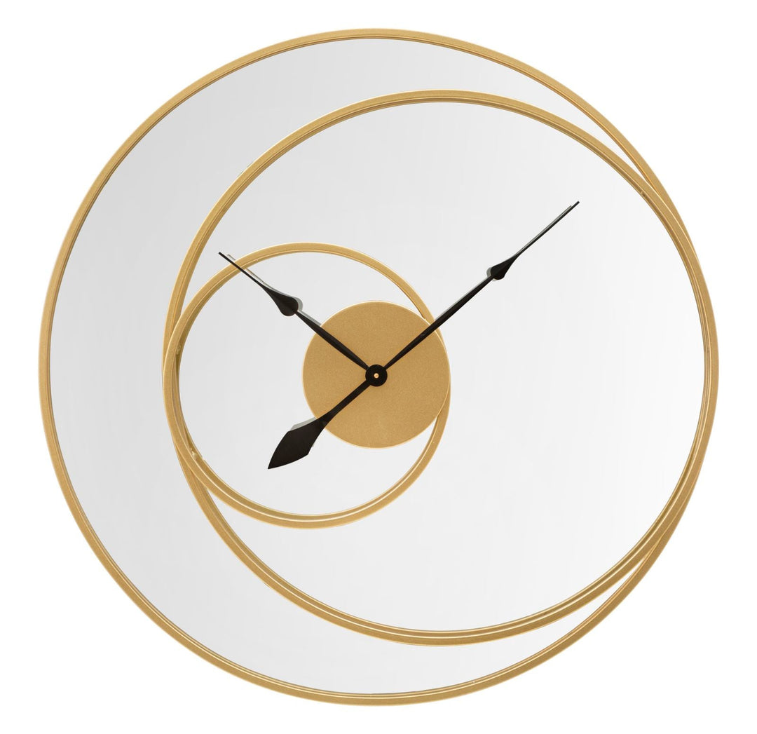 Runde Wanduhr aus Metall mit Spiegelsockel