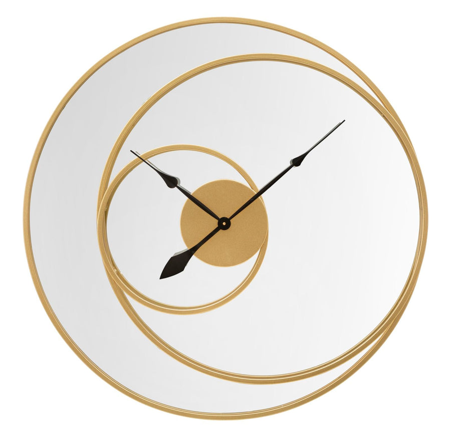 Runde Wanduhr aus Metall mit Spiegelsockel