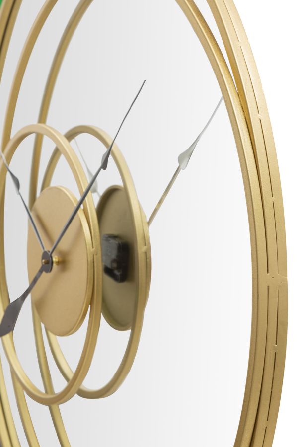 Runde Wanduhr aus Metall mit Spiegelsockel