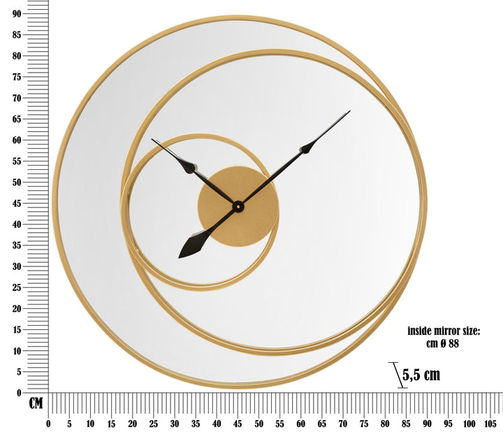 Runde Wanduhr aus Metall mit Spiegelsockel