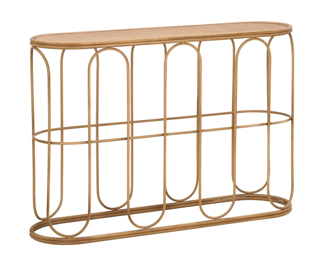 Holz Konsolentisch Lamellendesign Samui Flur