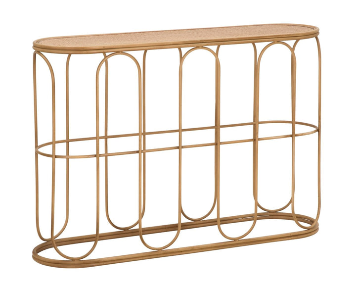 Holz Konsolentisch Lamellendesign Samui Flur
