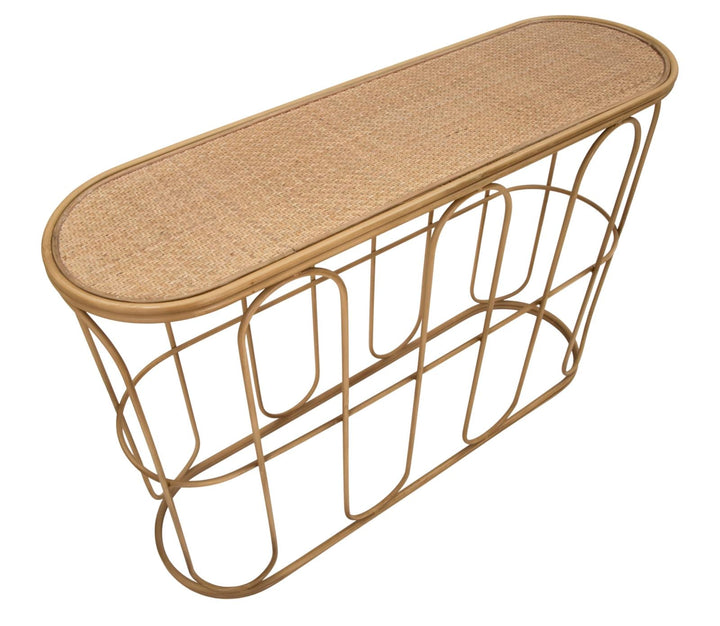 Holz Konsolentisch Lamellendesign Samui Flur