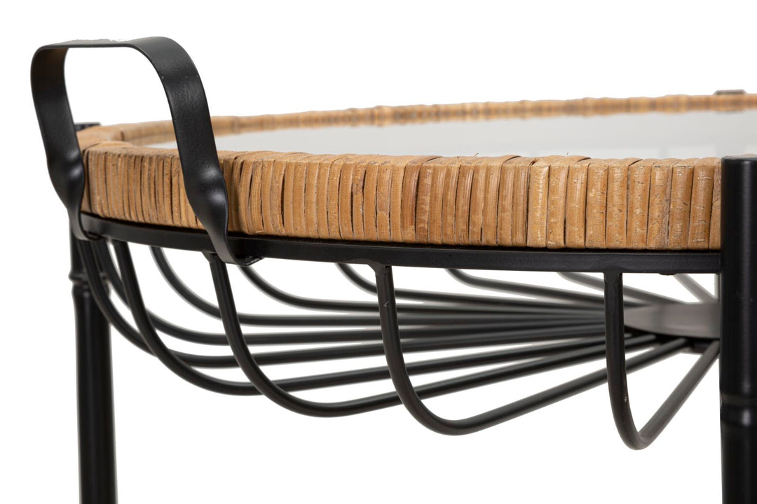 Glas Couchtisch Schwarzer Metallrahmen Cebu Moderner Stil