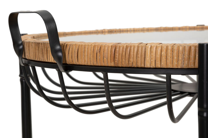 Glas Couchtisch Schwarzer Metallrahmen Cebu Moderner Stil
