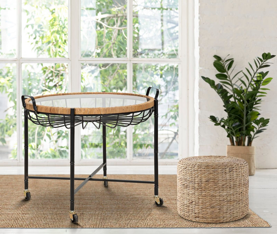 Glas Couchtisch Schwarzer Metallrahmen Cebu Moderner Stil