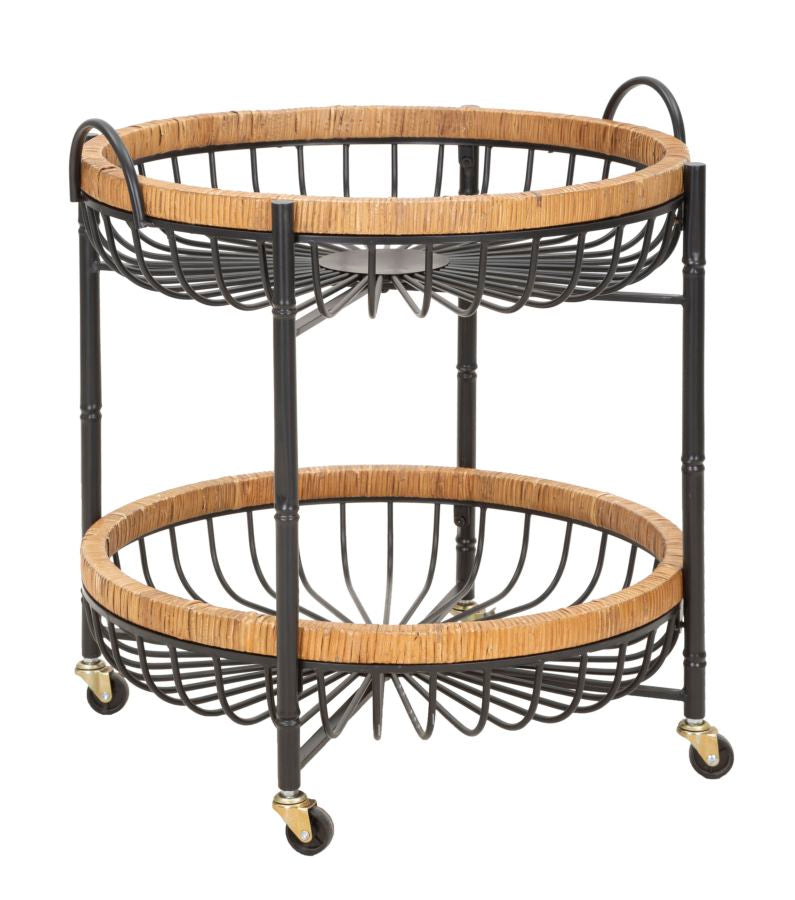 Rattan Servierwagen Mit Doppelablage Cebu