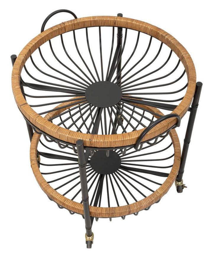 Rattan Servierwagen Mit Doppelablage Cebu