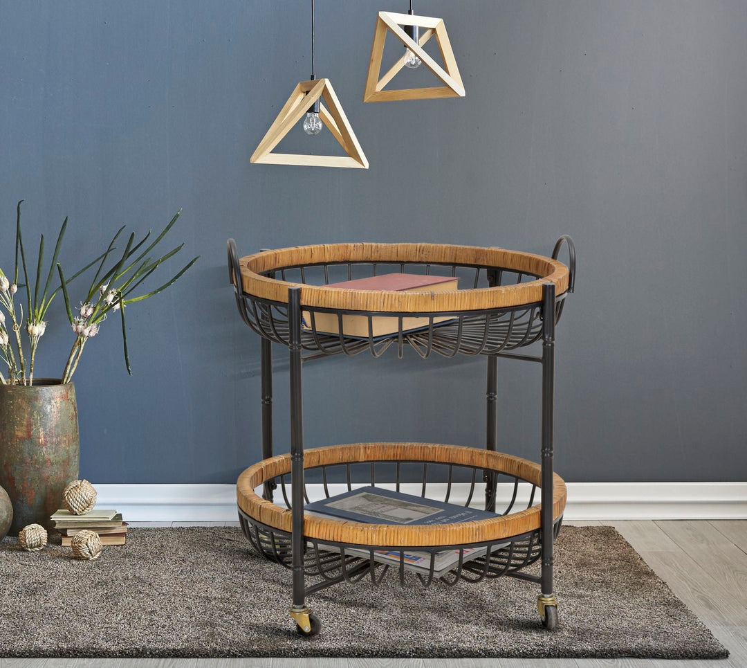 Rattan Servierwagen Mit Doppelablage Cebu