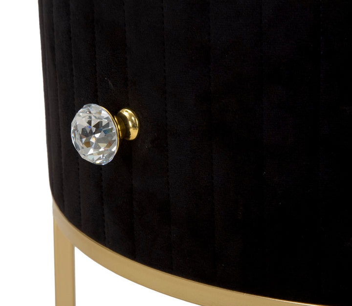 Nachttisch in Gold und Schwarz mit Marmorplatte