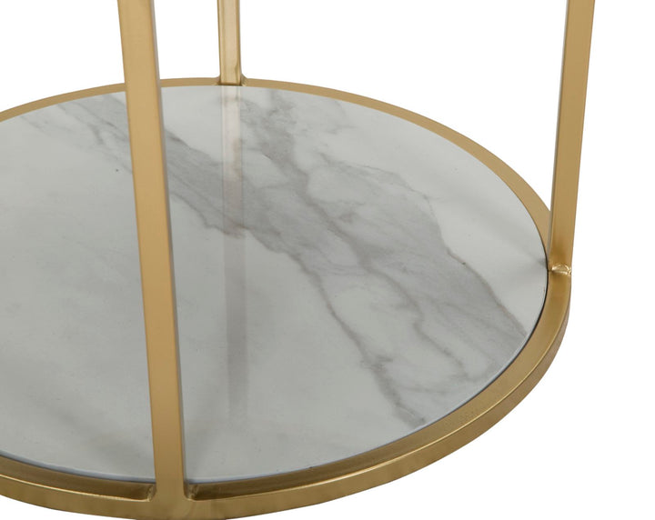 Nachttisch in Gold und Schwarz mit Marmorplatte