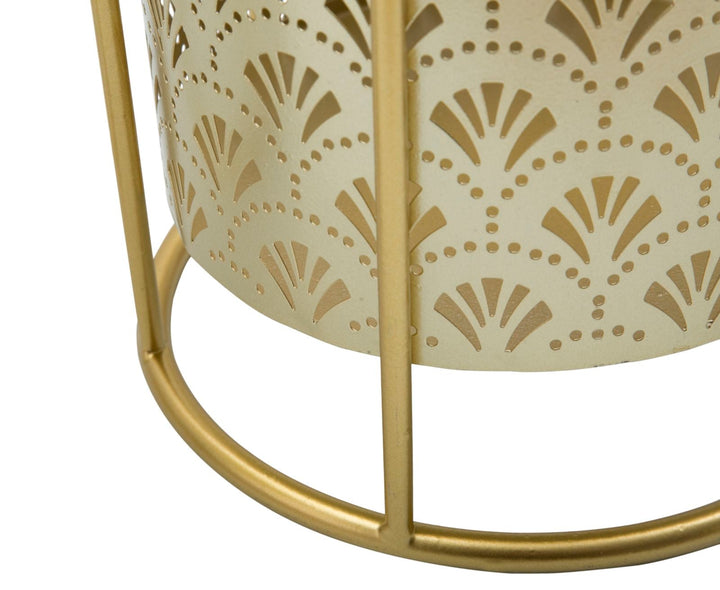 Runder Blumentopf aus goldenem Metall