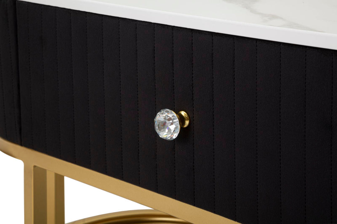 Schwarz Holz TV Board Goldbasis Montpellier Modern (Marmorplatte)