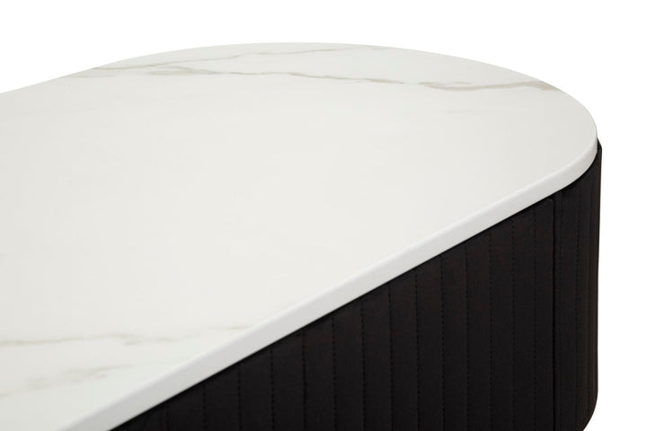 Schwarz Holz TV Board Goldbasis Montpellier Modern (Marmorplatte)