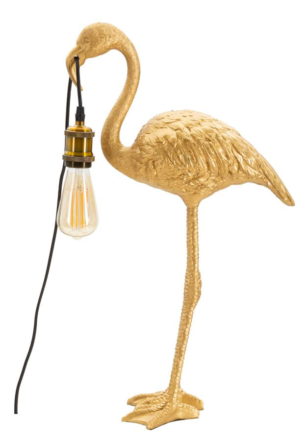 Goldene Flamingo-Tischlampe