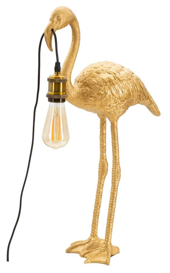 Goldene Flamingo-Tischlampe