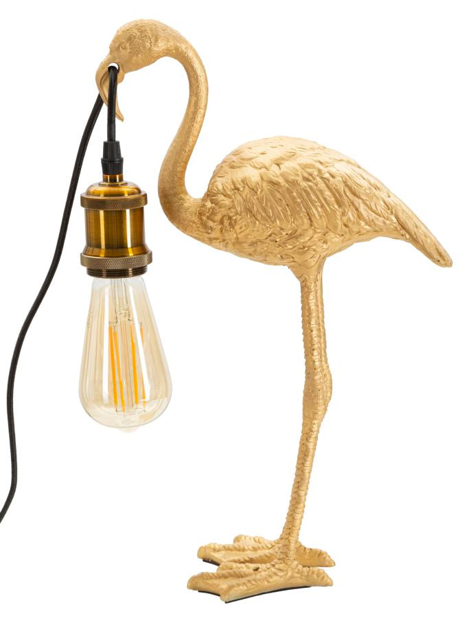 Goldene Flamingo-Tischlampe