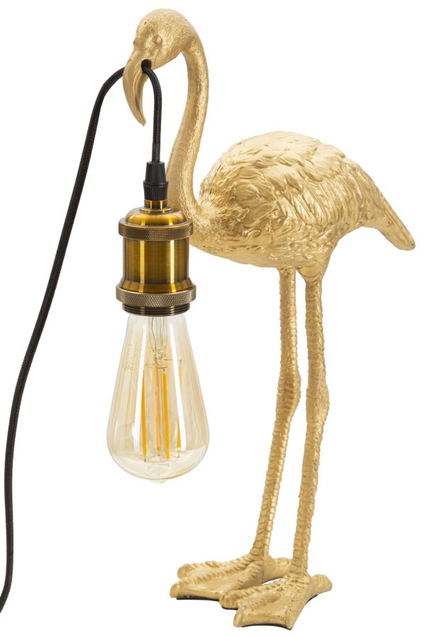 Goldene Flamingo-Tischlampe