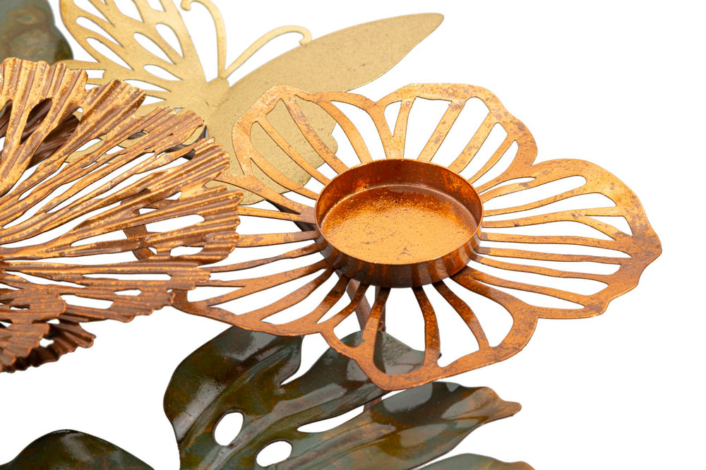 Blumen- und Schmetterlings-Kerzenhalter aus Metall, 4-teilig
