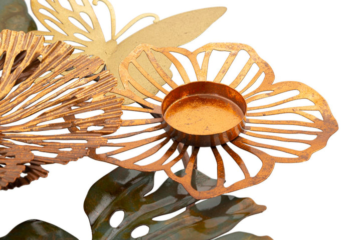 Blumen- und Schmetterlings-Kerzenhalter aus Metall, 4-teilig