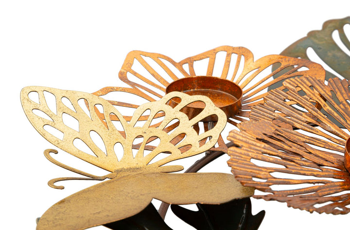 Blumen- und Schmetterlings-Kerzenhalter aus Metall, 4-teilig