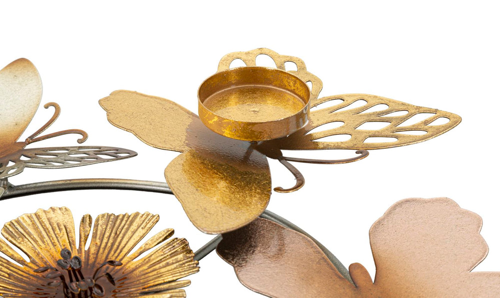Blumen- und Schmetterlings-Kerzenhalter aus Metall, 4-teilig