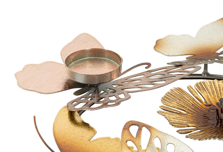Blumen- und Schmetterlings-Kerzenhalter aus Metall, 4-teilig