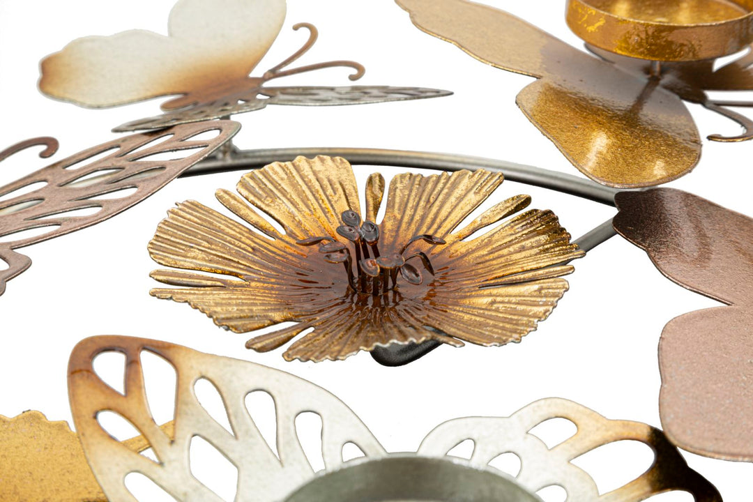 Blumen- und Schmetterlings-Kerzenhalter aus Metall, 4-teilig