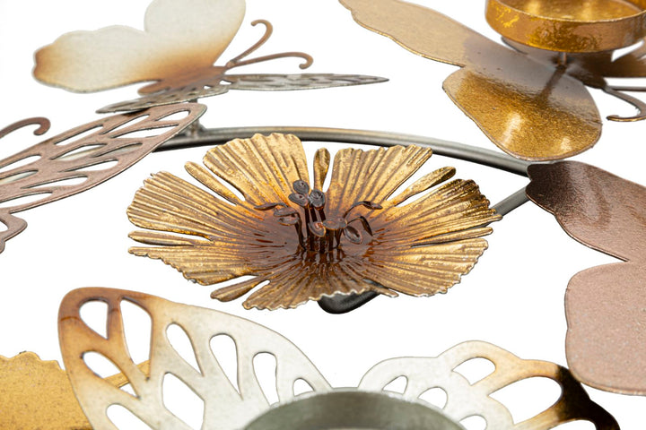 Blumen- und Schmetterlings-Kerzenhalter aus Metall, 4-teilig