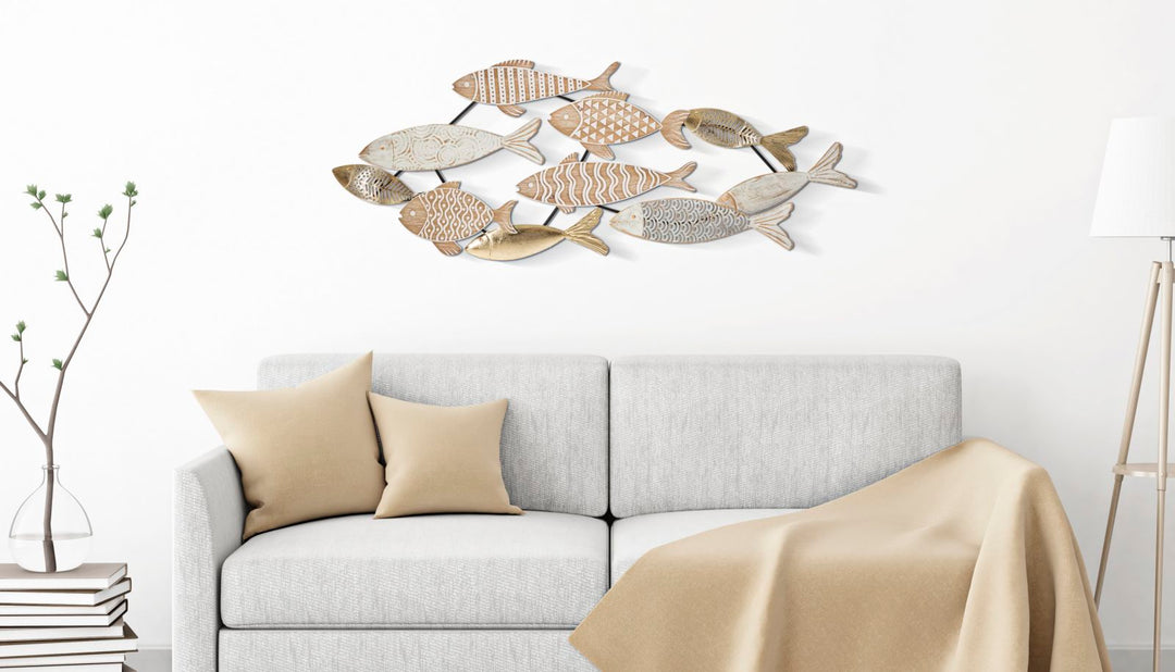 Metall und Holz Fisch Fisch Wanddekoration
