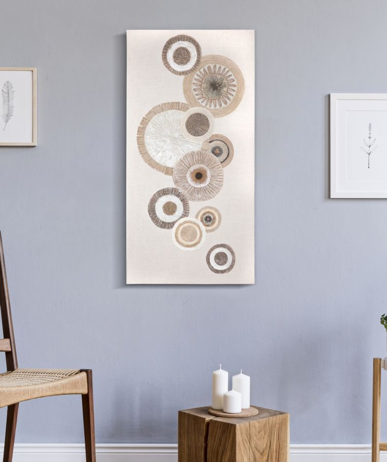 Beige Geometrische Kreise Gemälde