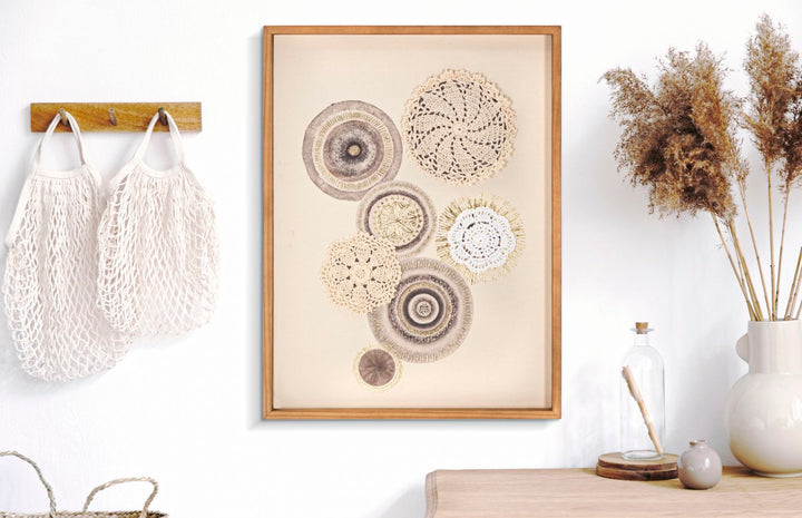 Beige Geometrische Kreise Gemälde