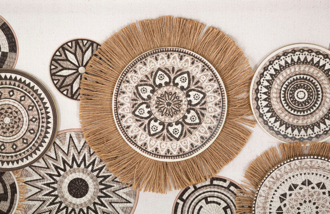 Beige Geometrische Kreise Gemälde