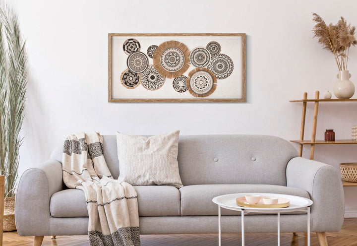 Beige Geometrische Kreise Gemälde