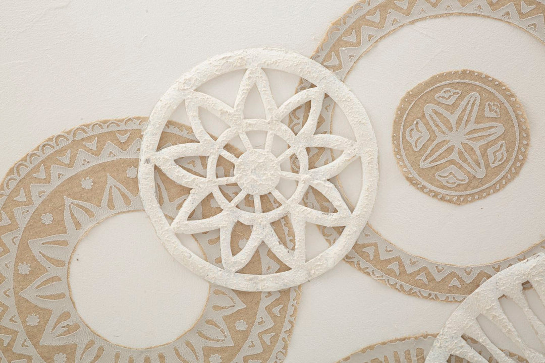 Beige Geometrische Kreise Gemälde