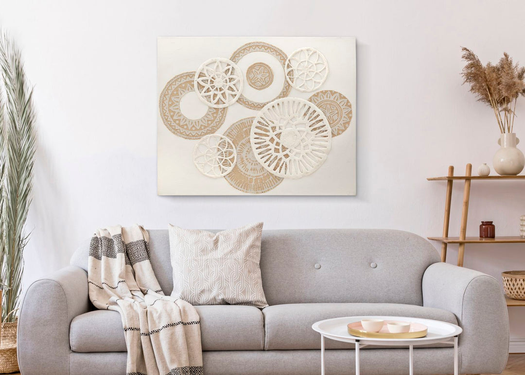 Beige Geometrische Kreise Gemälde