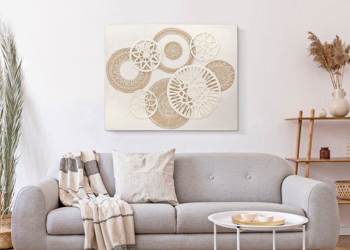 Beige Geometrische Kreise Gemälde