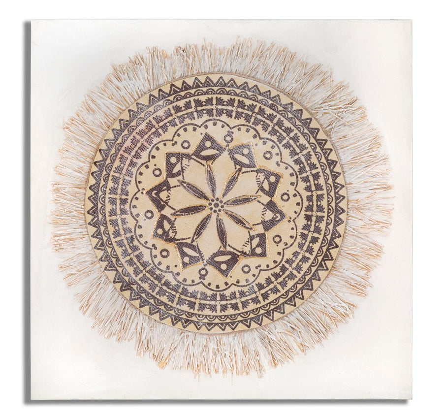 Beige runde Mandala Wandmalerei