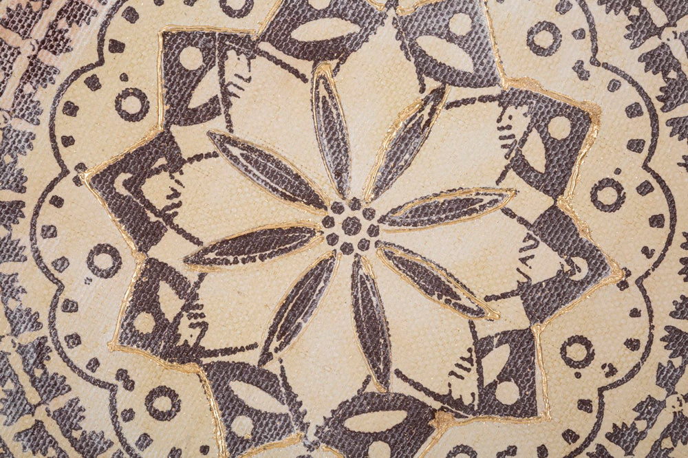Beige runde Mandala Wandmalerei