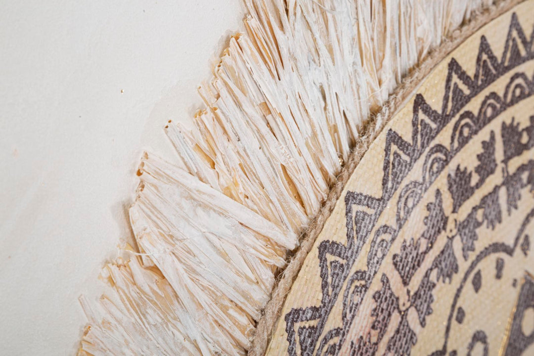 Beige runde Mandala Wandmalerei