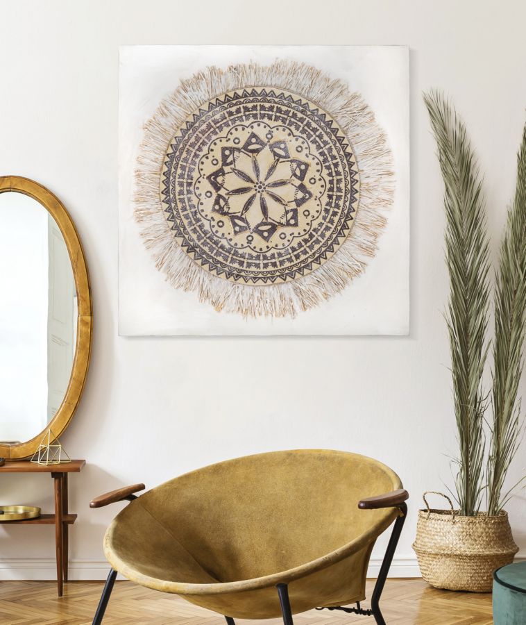 Beige runde Mandala Wandmalerei